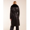 Longline Leather Look Faux Fur Coat